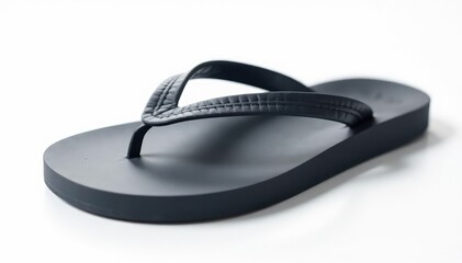 Single black flip-flop on white background, studio shot, thong, isolated flip flop, studio