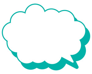 シンプルなカラー線の吹き出し　丸みのある雲形