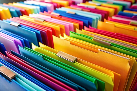 Organized Colorful File Folders for Efficient Document Management - Stock Photo