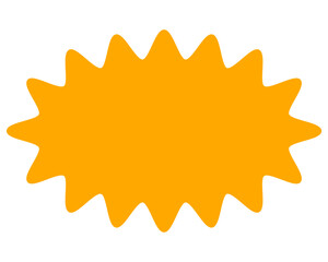 シンプルなカラーの吹き出し　細長い丸みのあるギザギザした形