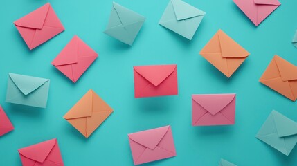 Colorful Envelopes on Bright Background for Creative Communication and Invitation Concepts