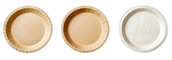 paper plates set isolated on white background