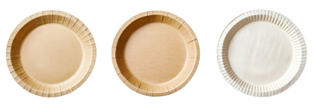 paper plates set isolated on white background