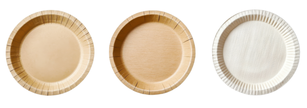 paper plates set isolated on white background