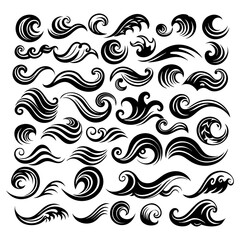 Fototapeta premium Black and White Wave Vector Icons