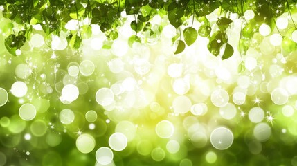 Fototapeta premium Enchanted Forest Sunlight Background Green gradient background. Ecology concept for your graphic design, banner or poster. Vector illustration