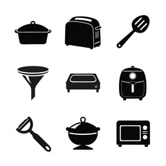 Cooking silhouette set vector illustration