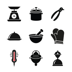 Cooking set silhouette vector illustration icon.