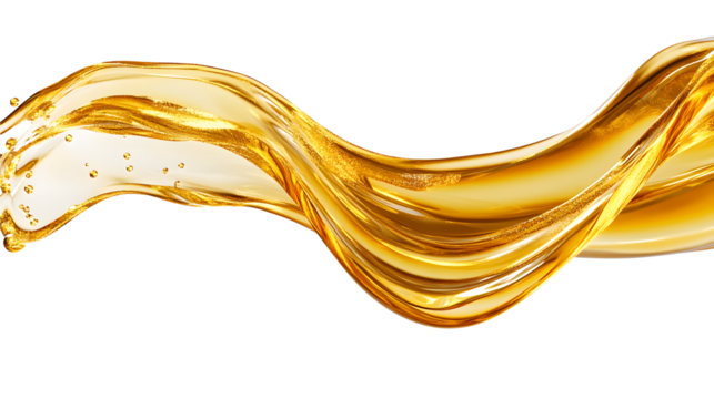 Liquid gold splash, dynamic fluid motion, translucent yellow, abstract shape, white background
