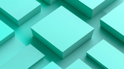Fototapeta premium Mint Green Geometric Abstract 3D Cubes Background Green gradient background. Ecology concept for your graphic design, banner or poster. Vector illustration