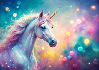 Fototapeta premium Pastel Unicorn Spray Paint Bokeh Background: Magical Dreamy Fantasy Art