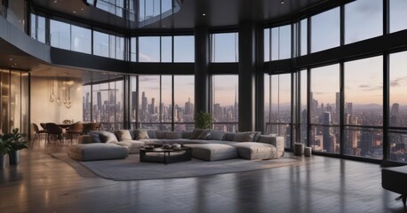 Luxury condo, breathtaking cityscape panorama,  view,  design,  horizon