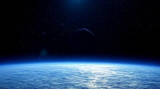 Blue planet close to earth