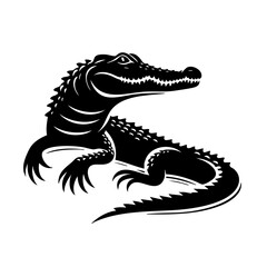 Crocodile: Black and White Vector Illustration