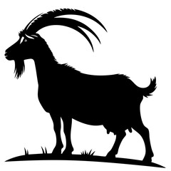 Majestic Goat Silhouette: Black and White Animal Vector Graphic