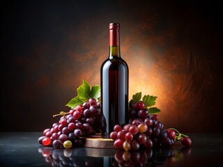 Fototapeta premium Premium Grape Wine Bottle Portrait Photography - Luxurious Still Life
