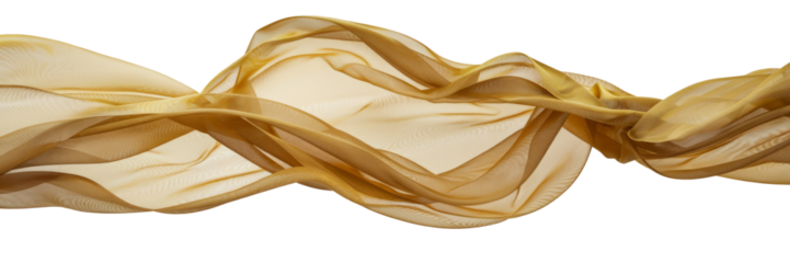 floating gold fabric isolated on white background