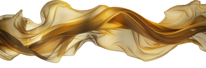 flowing gold fabric isolated on white background
