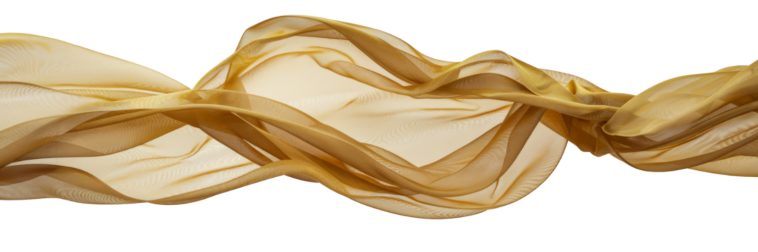 floating gold fabric isolated on white background