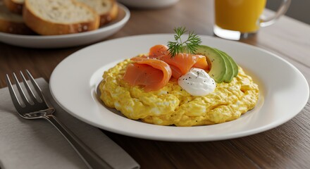 Scrambled Eggs with Salmon and Avocado