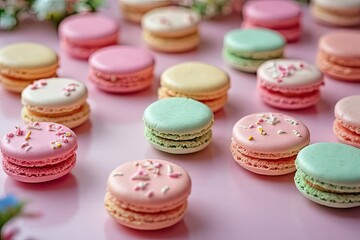 Obraz premium Pastel Table Setting with Macarons