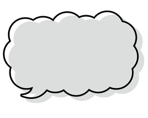 シンプルな線がずれた吹き出し　細長い雲形