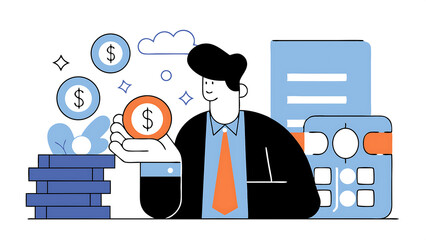 budget planning financial expense or spending allocation investment income saving percentage pie chart cost tracking or debt management concept businessman analyze budget allocation pie chart 050625