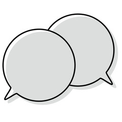 シンプルな線がずれた吹き出し　重なる会話