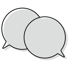 シンプルな線がずれた吹き出し　重なる会話