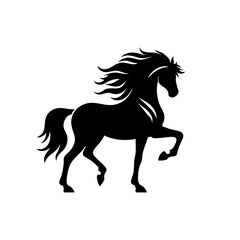 Obraz premium Majestic Black Horse Silhouette: Elegant Equine Art