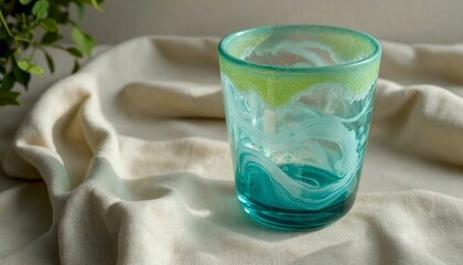 Turquoise Tumbler with Swirling Marble Patterns