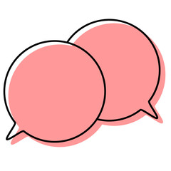 シンプルな線がずれた吹き出し　重なる会話