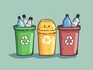 Recycling bins with bottles
