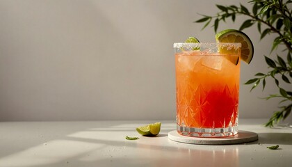 Carrot Margarita in Tumbler with Minimalist Lighting