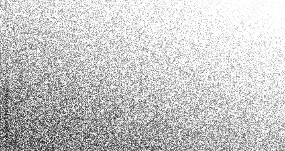 Poster Gradient noise grain background. Vector abstract grunge monochrome surface, dotted texture with subtle gradient dots pattern. Black stipple sand grain effect. overlay with stochastic stipple spray