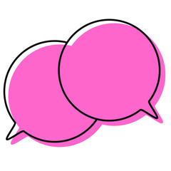 シンプルな線がずれた吹き出し　重なる会話