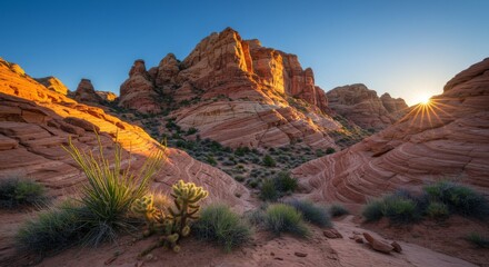 Obraz premium Red Rock Canyon Sunset Landscape