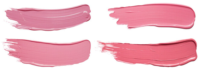 pink lipstick smears isolated on white background