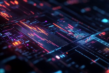 Obraz premium Digital Data Stream with Neon Glow. (1)