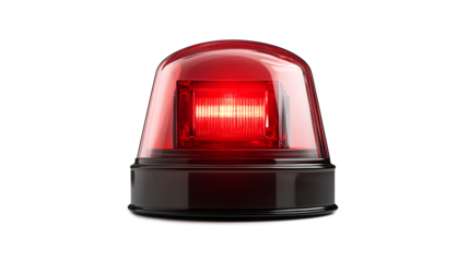 Red Flashing Emergency Siren Light with Black Base on White