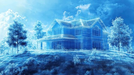 Cutting Edge Architectural Blueprint A Visionary Glass and Steel Smart Home Nestled in Nature s Embrace  This futuristic residential design showcases a stunning