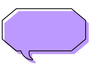 シンプルな線がずれた吹き出し　細長い八角形