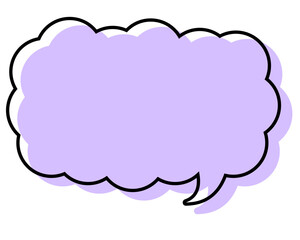 シンプルな線がずれた吹き出し　細長い雲形