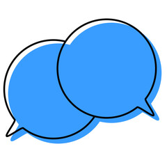 シンプルな線がずれた吹き出し　重なる会話