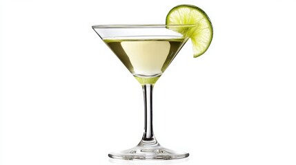 Refreshing Martini Cocktail with Lime Garnish in a Martini Glass