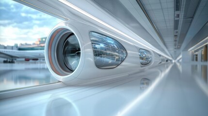 Futuristic Transportation Hub Interior with Streamlined Design