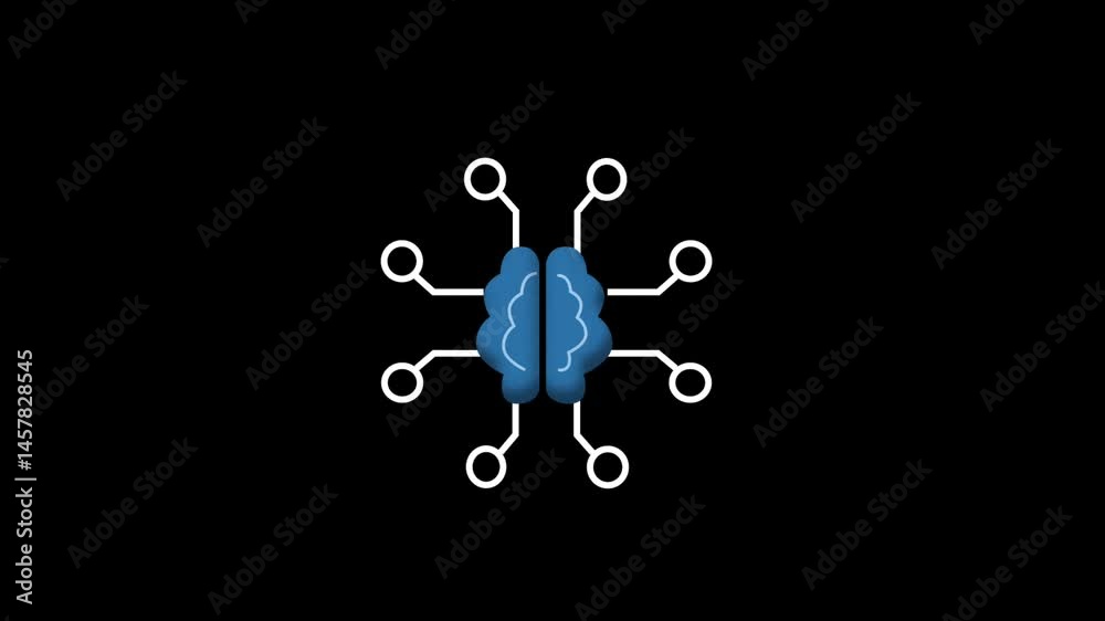 Aufkleber animated brain network connection growing technology concept