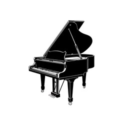 Generate a piano silhouette, white background.