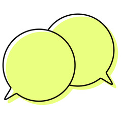 シンプルな線がずれた吹き出し　重なる会話