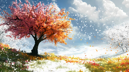 Fototapeta premium tree transitions seasons